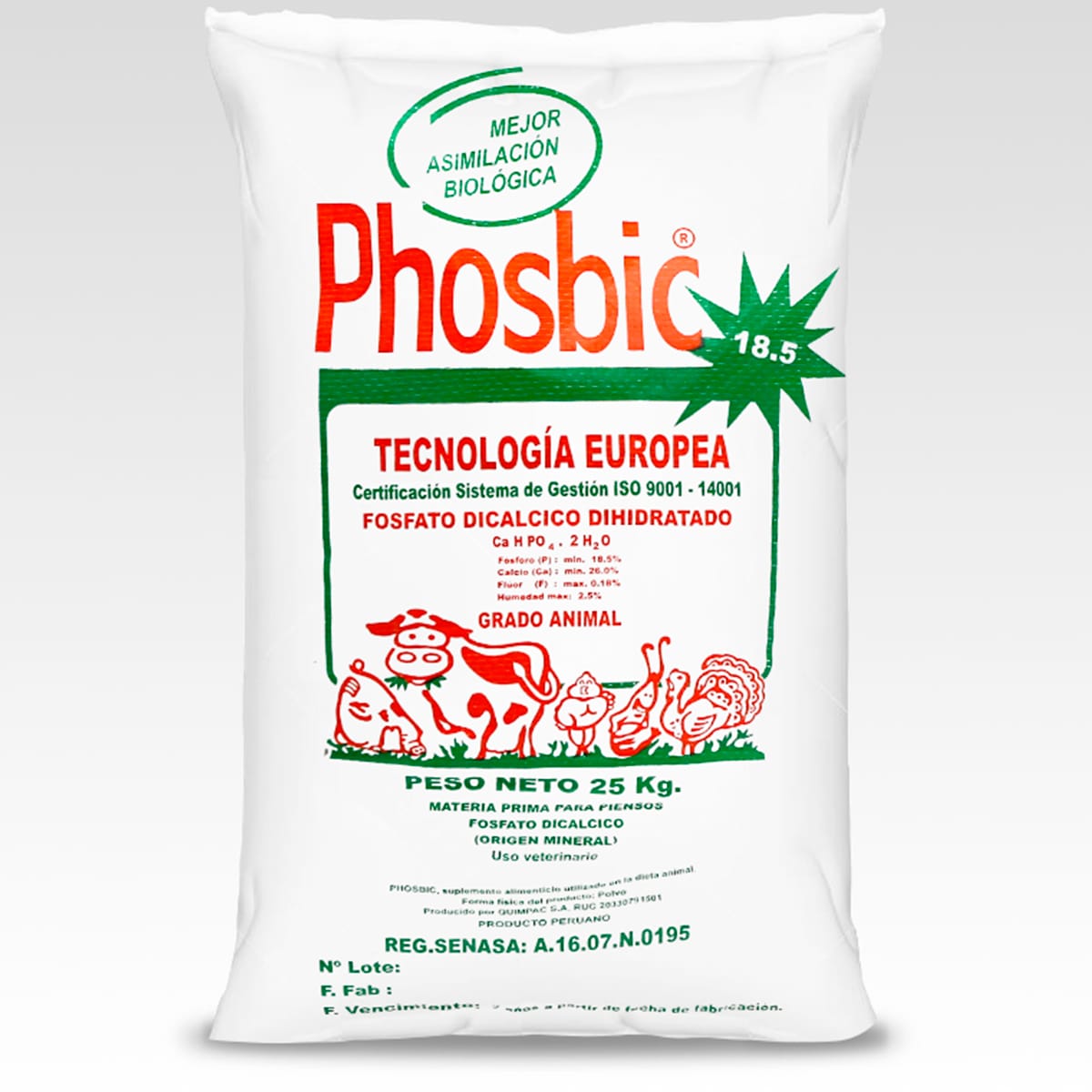 PHOSBIC 18.5% Fosfato Bicalcico Saco 25 Kg QUIMPAC